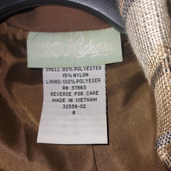 220 HICKORY NUTMEG OXFORD STYLE 3/4 LENGTH COAT WITH ADDED SCARF SIZE 8 NWOT - Picture 6 of 6